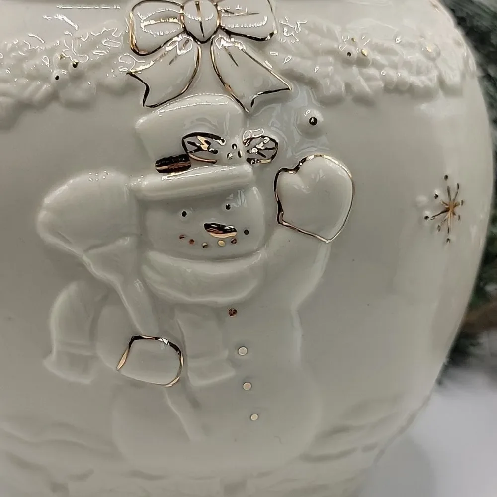 Young's Snowman Ceramic Vase Vintage 2001